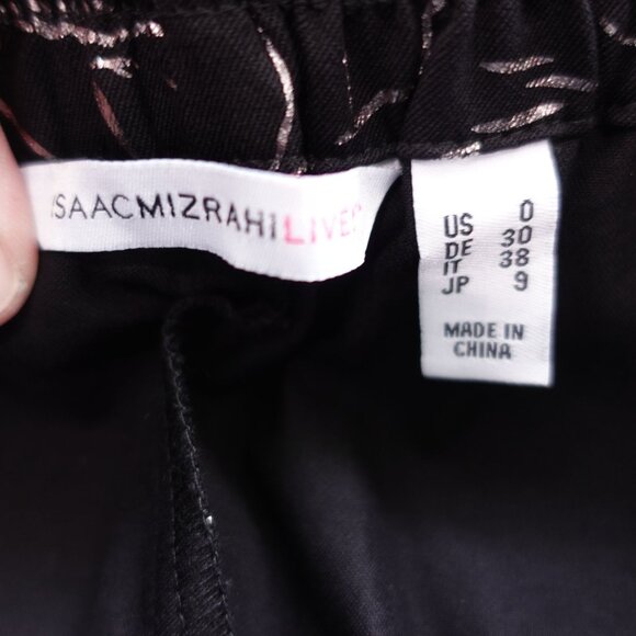 NWT Isaac Mizrahi Live! 24/7 Stretch Ankle-Length Foil Pants Sz 0 Black Pull On - Picture 4 of 8